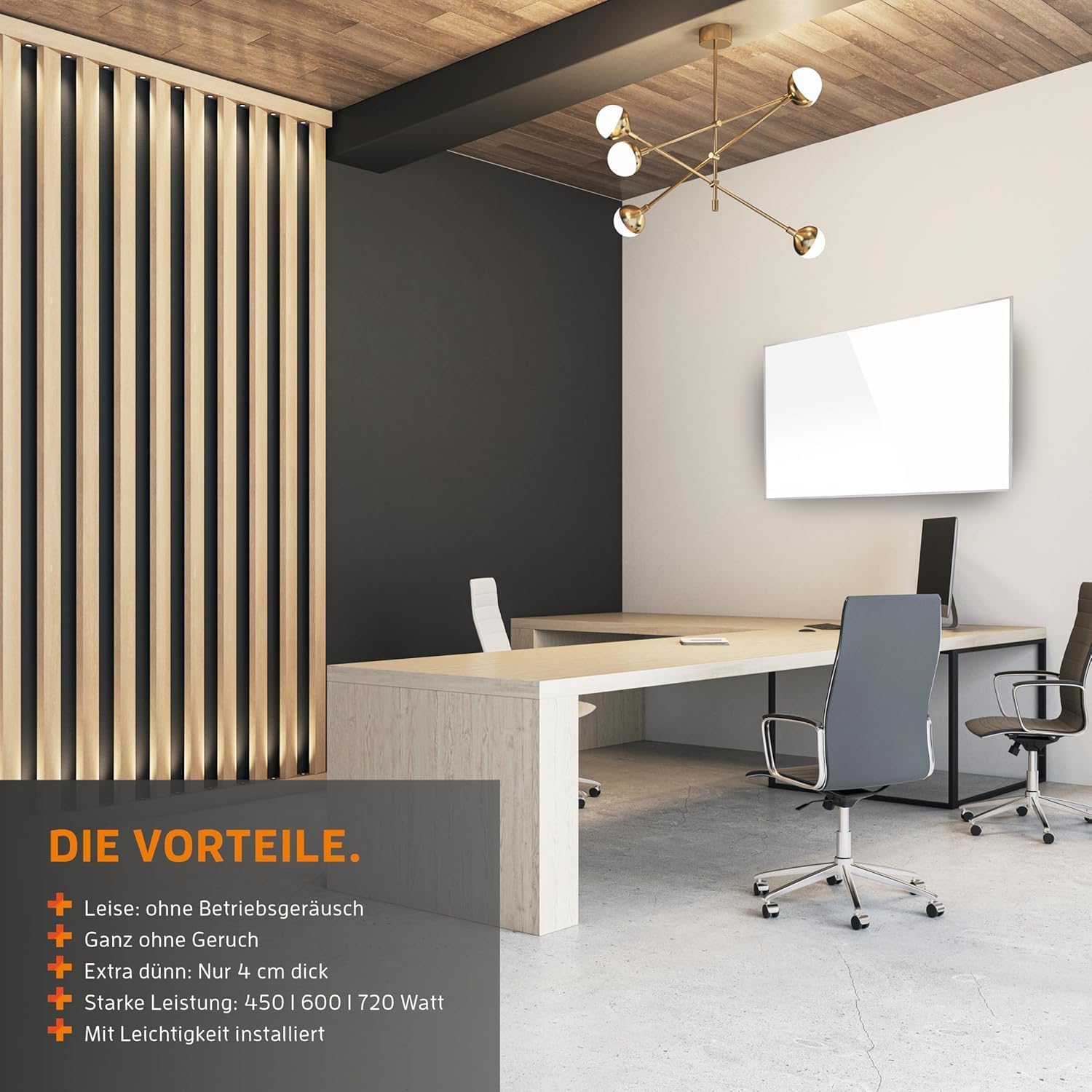 KAISER® Infrarotheizung 720W - Heizpaneel mit Standfüßen & LCD-Display - Wand- & Deckenmontage oder mobil - energiesparende Elektroheizung mit Thermostat & Fernbedienung - für Wohnzimmer, Bad & Büro