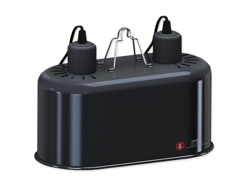 Repti Planet Reflektorlampe Dual Dome 14 cm 2 x 150 W Doppellampe mit Keramiksockel und angeschlossenem Reflektor und Belüftungsöffnungen