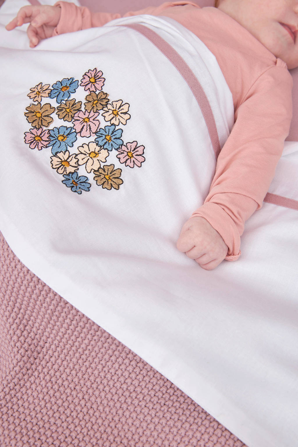 baby wieglaken Vintage Flower 75x100 cm lilac