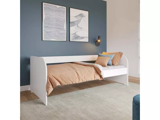 Lit banquette 80x200 cm bois massif blanc EZRA