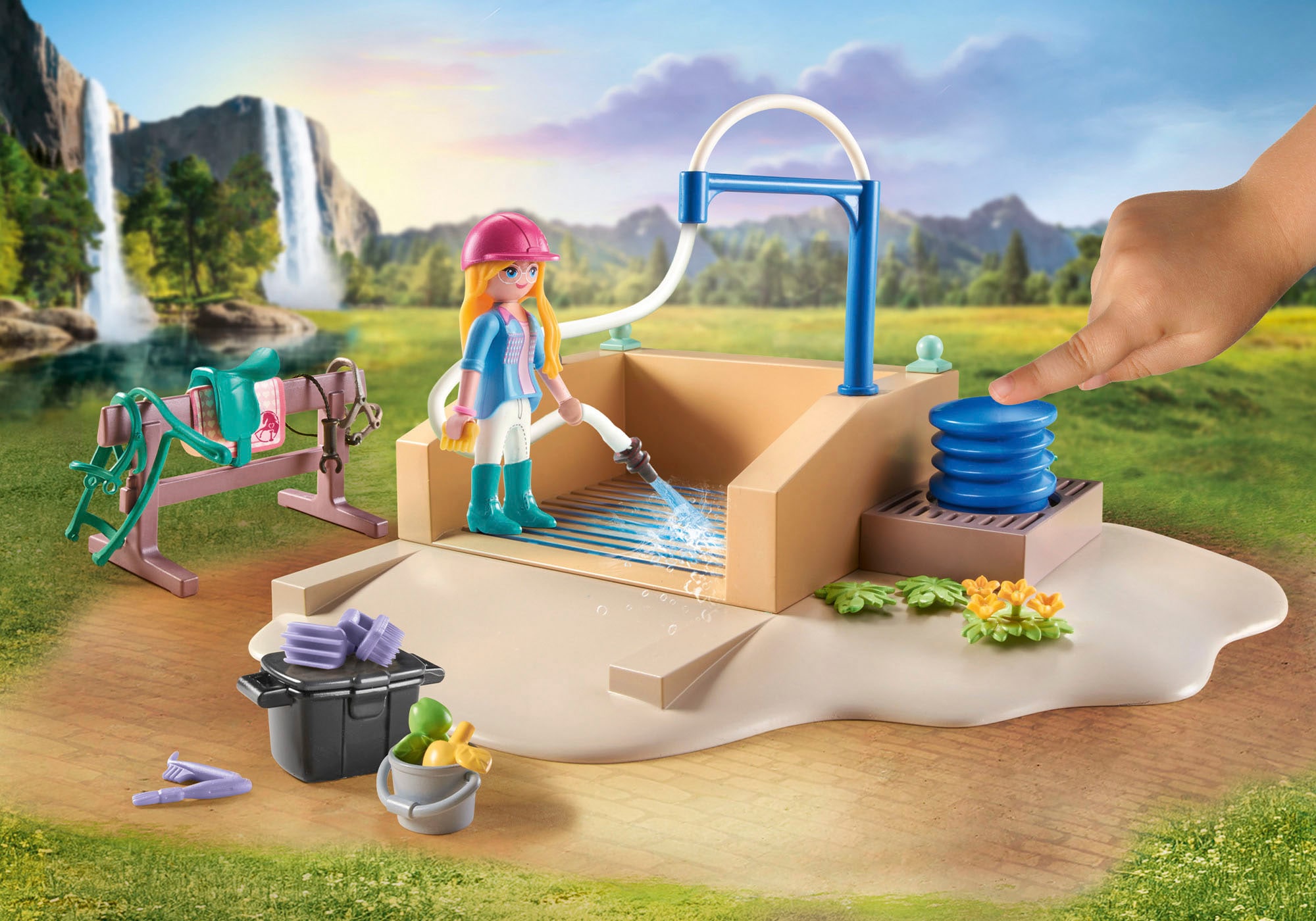 Playmobil® Konstruktions-Spielset »Isabella & Lioness mit Waschplatz (71354), Horses of Waterfall« teilweise aus recyceltem Material