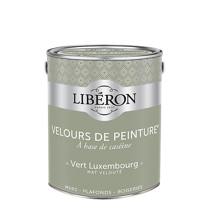 Peinture murs, plafonds et boiseries Velours de peinture vert Luxembourg Libéron 2,5L