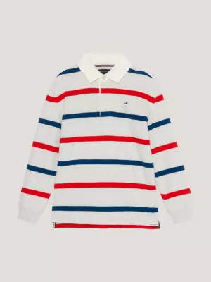 Polo de manga comprida com listras de rugby e modelagem regular