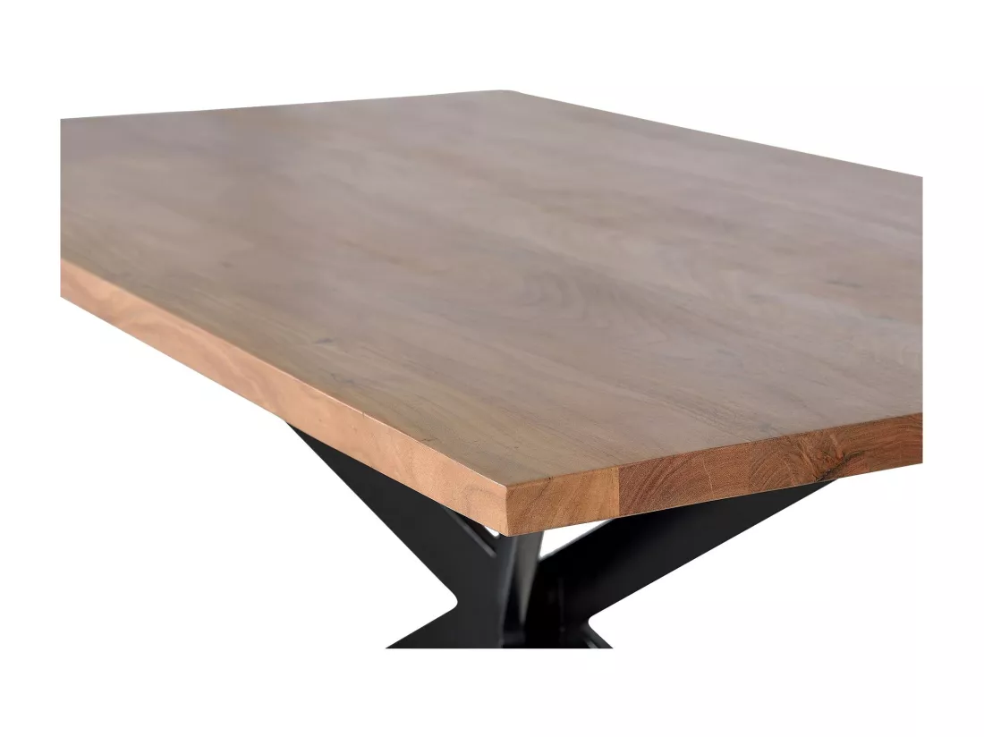 Table à manger en bois d'acacia naturel et pieds en métal noir Multicolor.Giner y Colomer.78x90x180