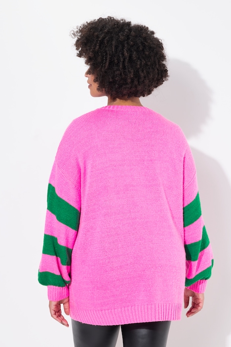 Pullover, oversized, HAPPY, Ringel-Ärmel