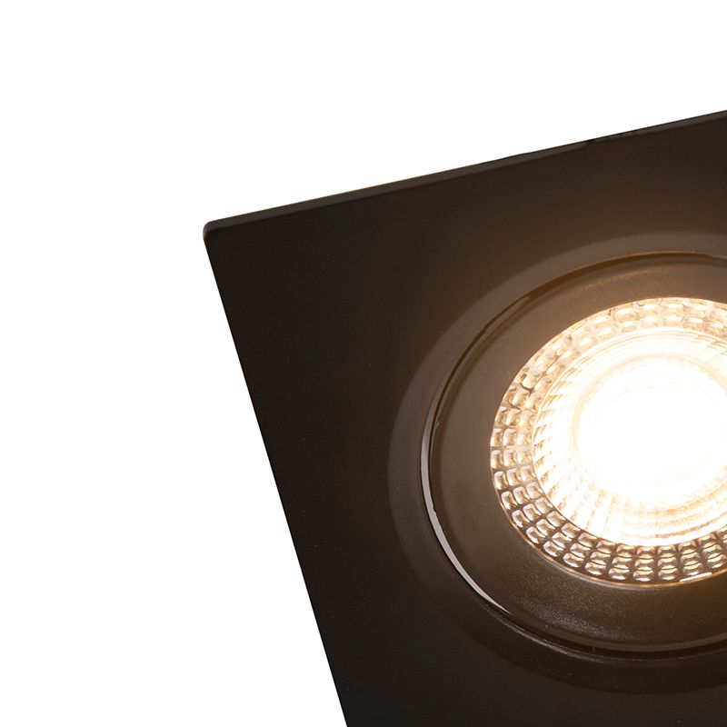 Set van 3 inbouwspots zwart incl. LED 3-staps dimbaar - Miu