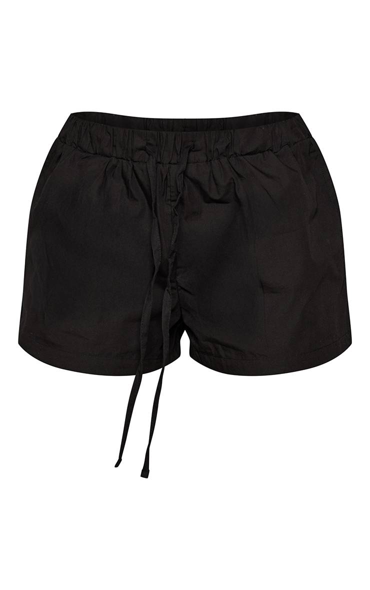 Noir Short Ample En Coton Avec Cordon De Serrage