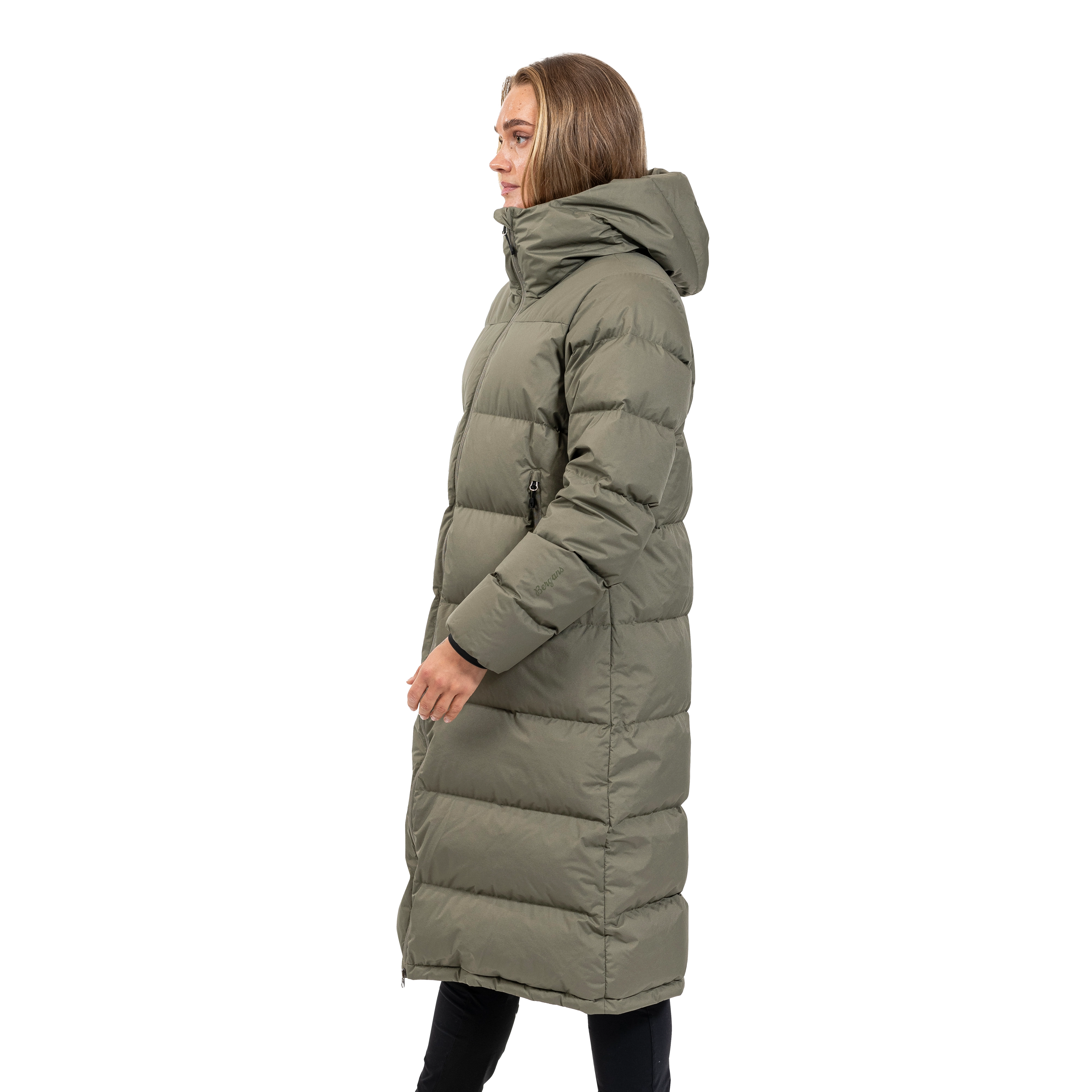 Urban Down Long Coat Women Green Mud