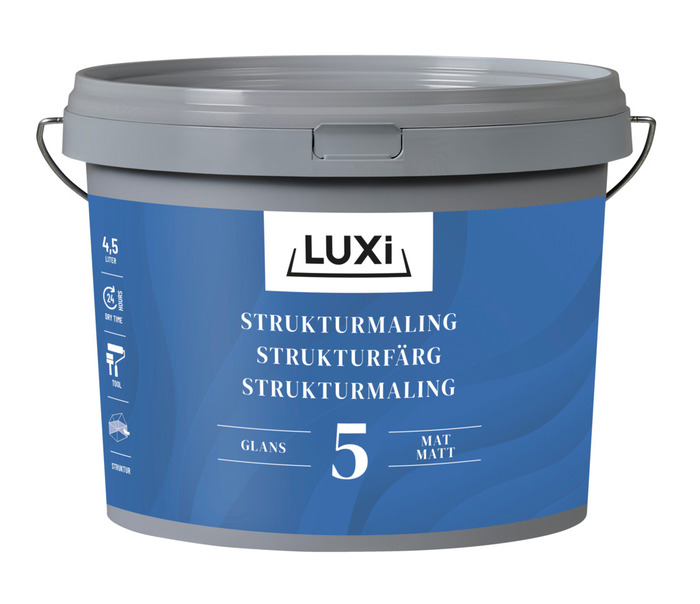 Strukturmaling 5 hvid 4,5 liter - Luxi