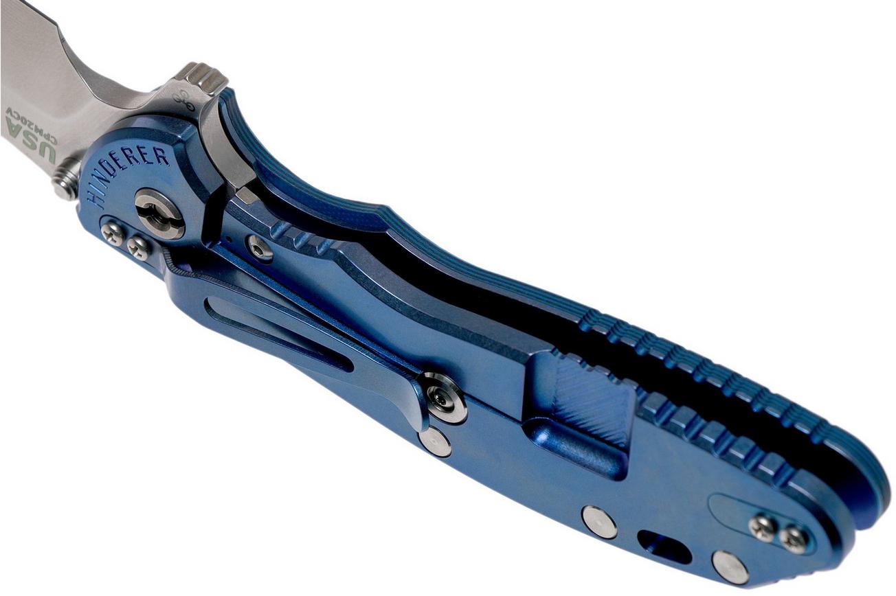 Rick Hinderer XM-24 4” Bowie, CPM 20CV, Stonewashed Blue, Blue Black G10 zakmes