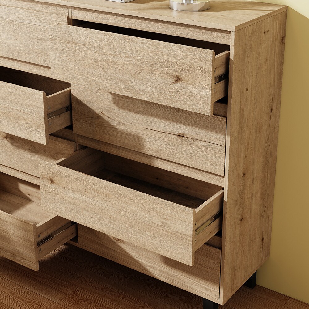 Vicco Sideboard Bahia Eiche 139 x 117 cm mit 8 Schubladen