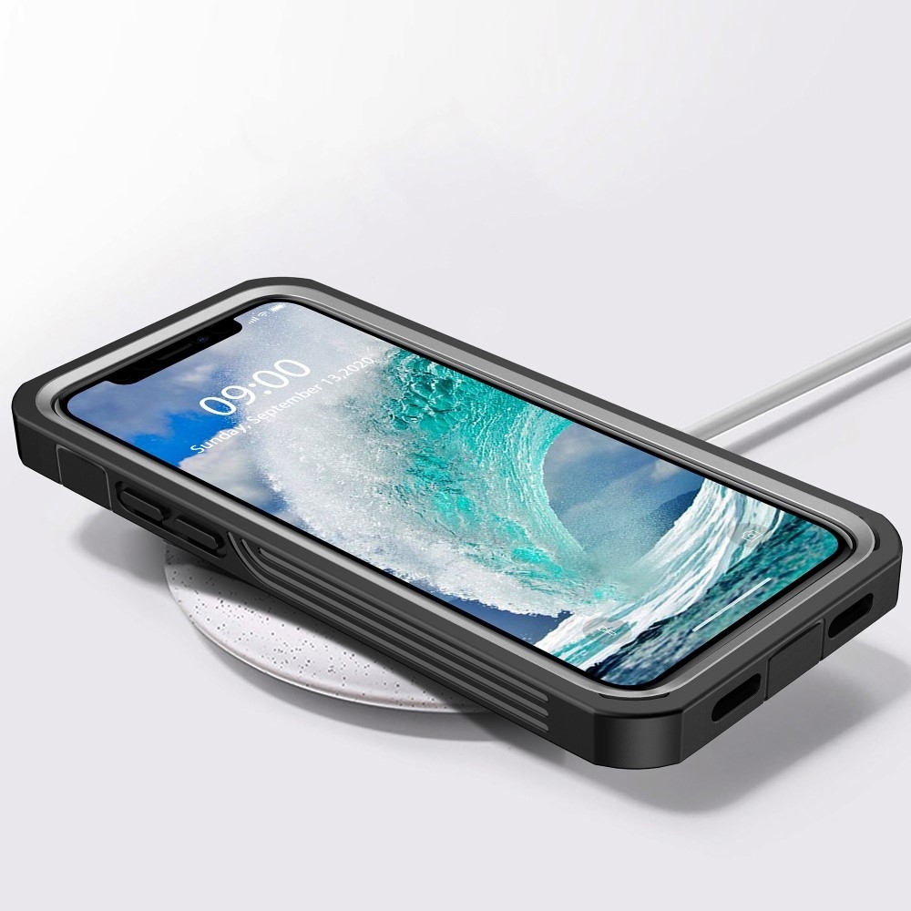 2in1 iPhone 12 / iPhone 12 Pro 2in1 360° Hybrid Outdoor Schutz Hülle   Displayschutz - Schwarz