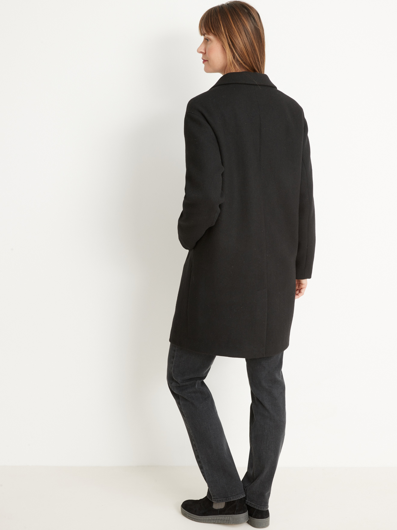 Manteau droit 13% laine longueur 3/4