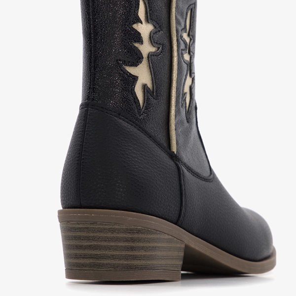 Blue Box meisjes cowboy western boots zwart/goud