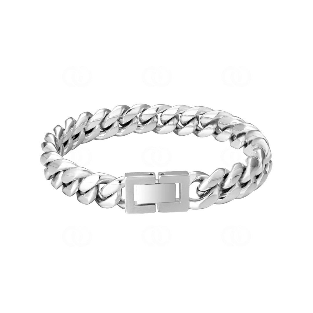10mm Cuban Link Panzerarmband silbrig