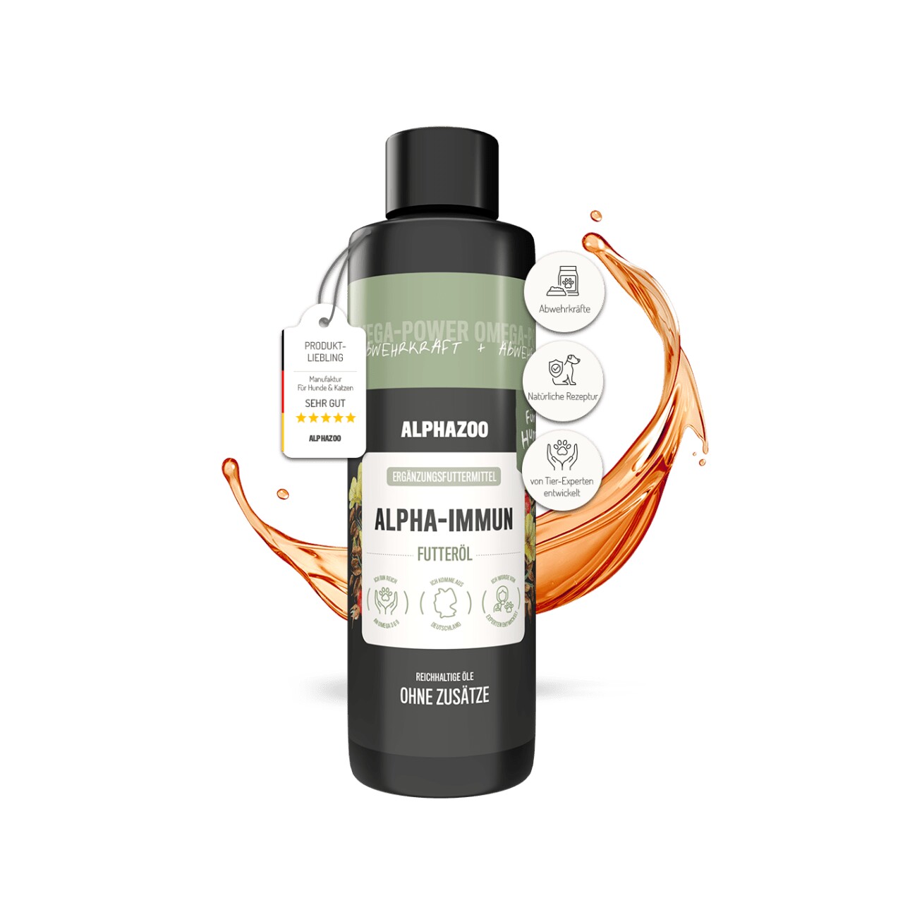 ALPHAZOO Alpha-Immun Futteröl für Hunde und Katzen 250 ml