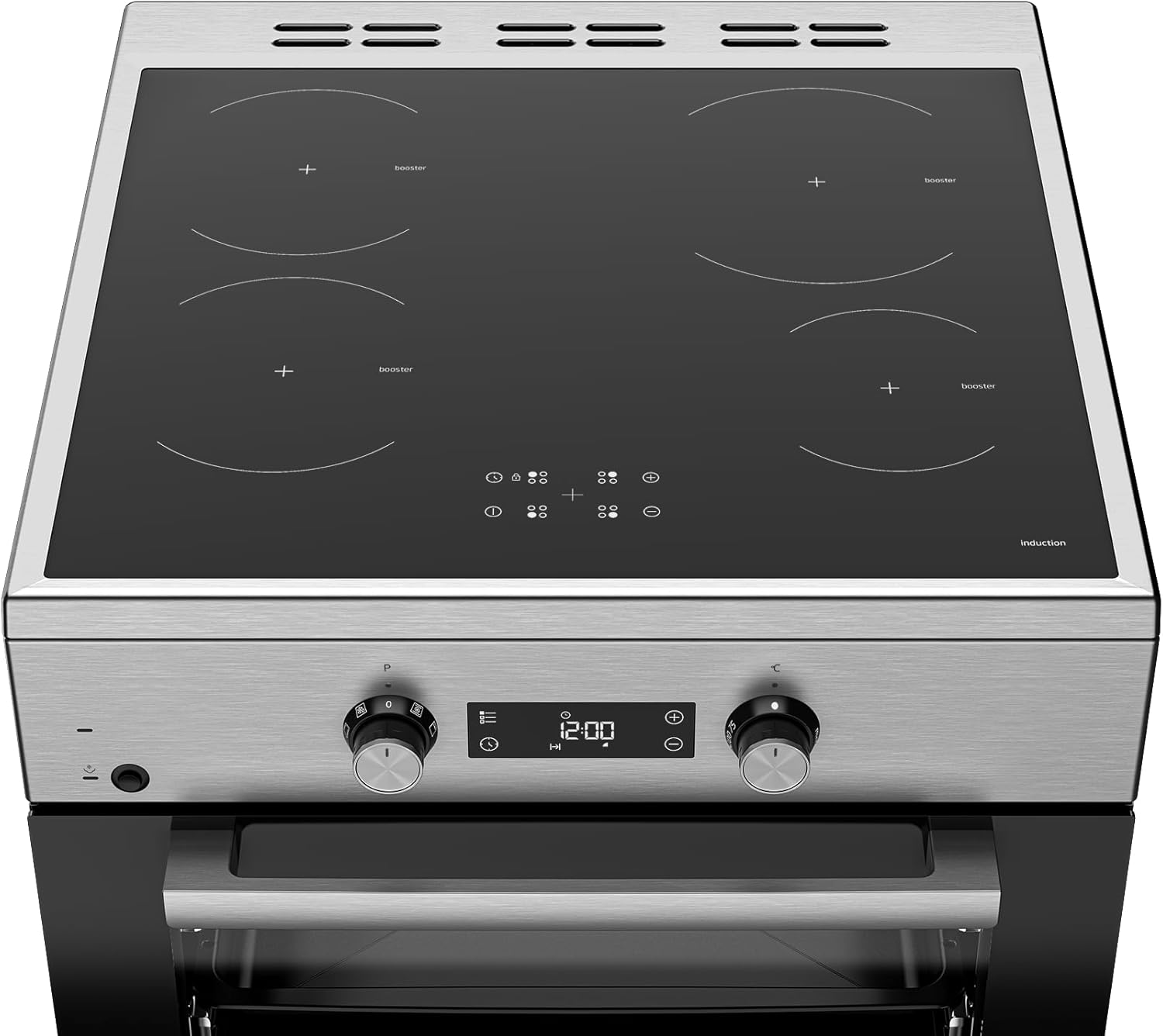 Beko FSM69301SXT Freistehender Herd, Multifunktionsofen mit Induktionskochfeld, 72 l Garraum-Volumen, 4 Kochzonen, 8 Heizarten, SteamAdd Dampffunktion, Multifunktionsdisplay, 1-fach Teleskopauszug