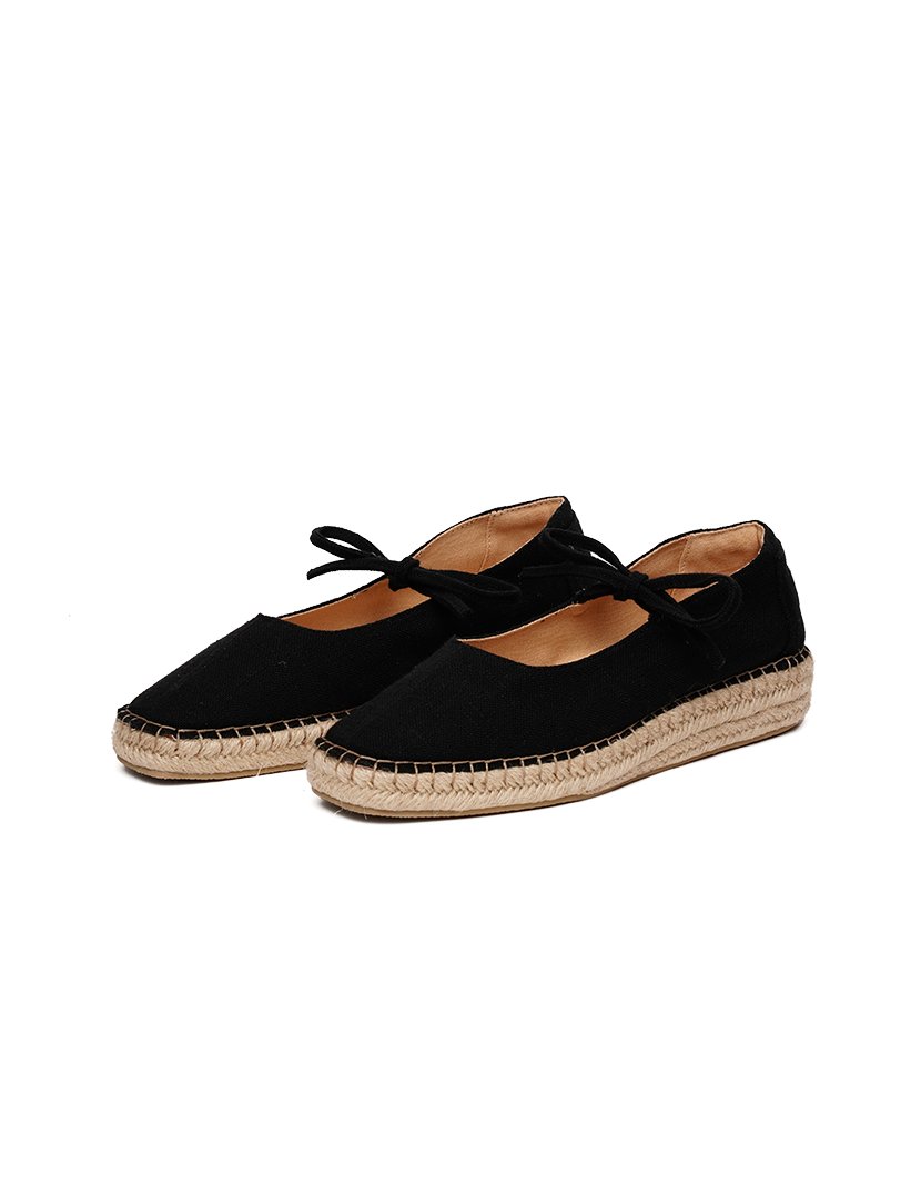 Ladies Alpercatas Tulip Raw Linen Black