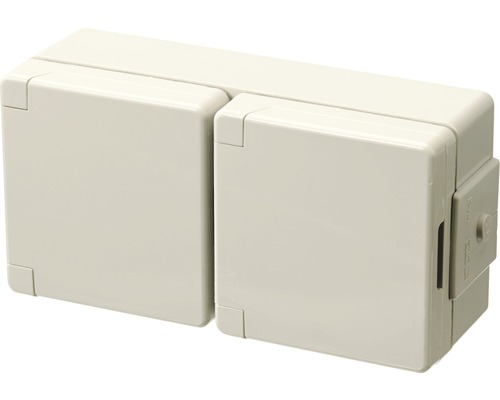 Jung 622 W Opbouw verticale dubbele contactdoos voor vochtige ruimtes IP44 grijs WG600