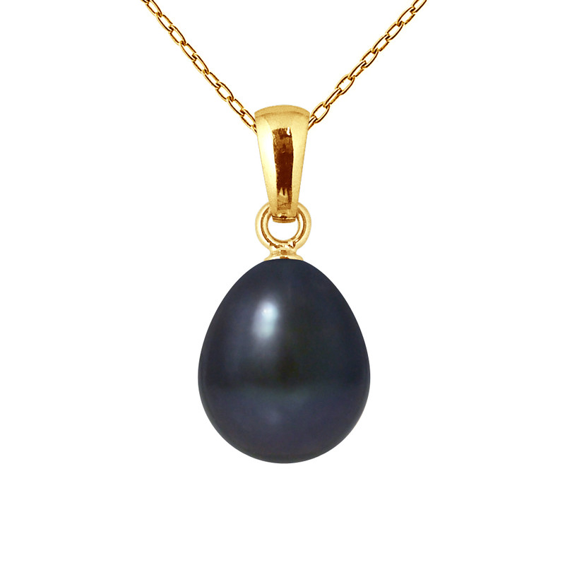 Pendentif Bélière - Or Jaune et Perle de Culture d'Eau Douce - Black Tahiti