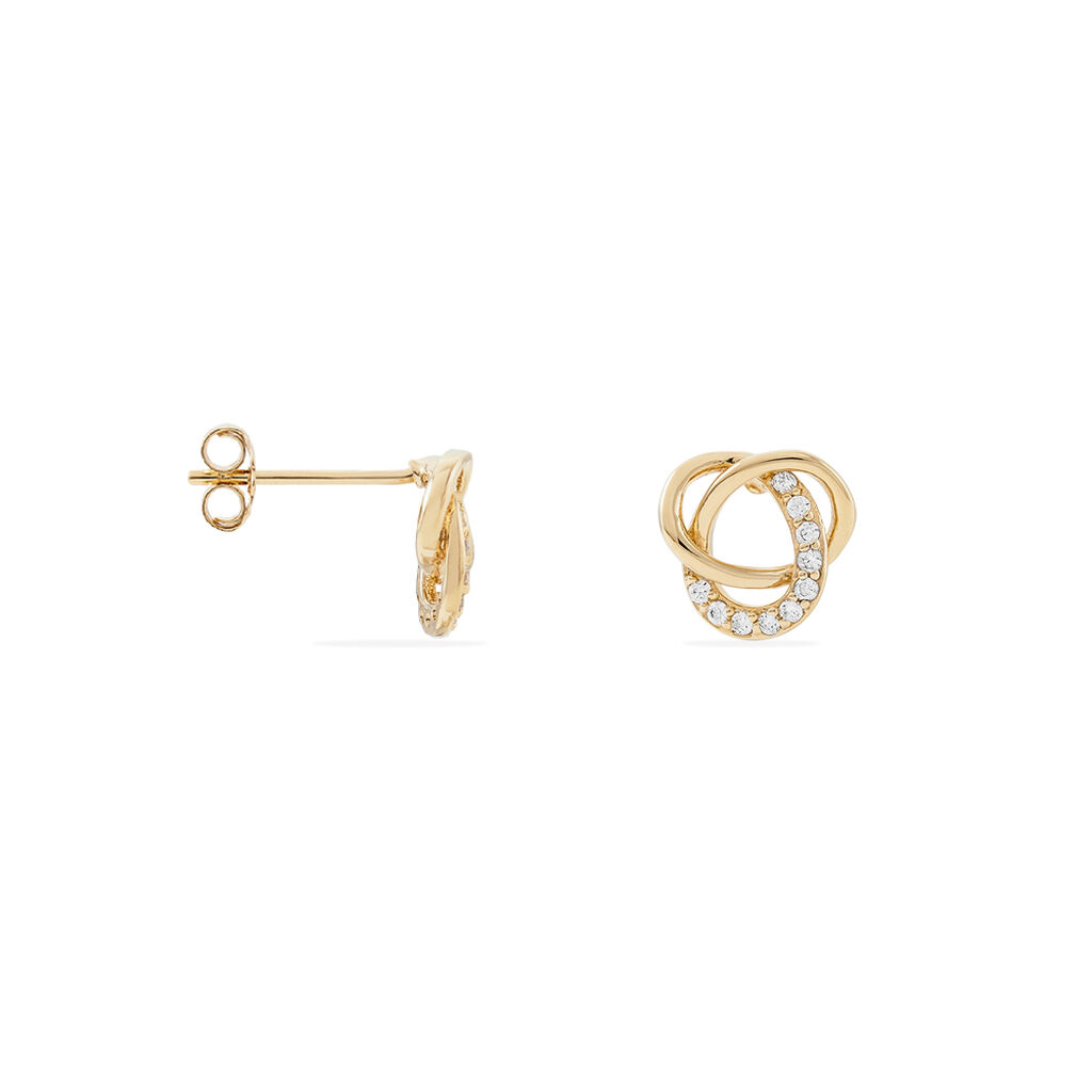 Boucles D'oreilles Puces Henia Plaqué Or Jaune Oxyde De Zirconium