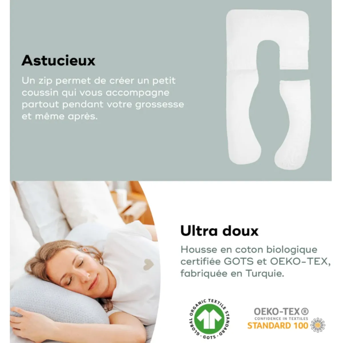 Babymoov Coussin d'Allaitement & de Grossesse Grand Format - B.Love XXL Gris
