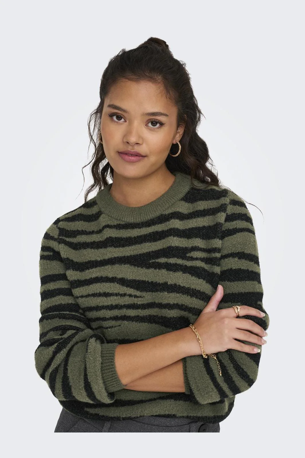 JDY JDYlorraine Animal L/S Pullover Knt 4285265 kalamata black zebra stripes