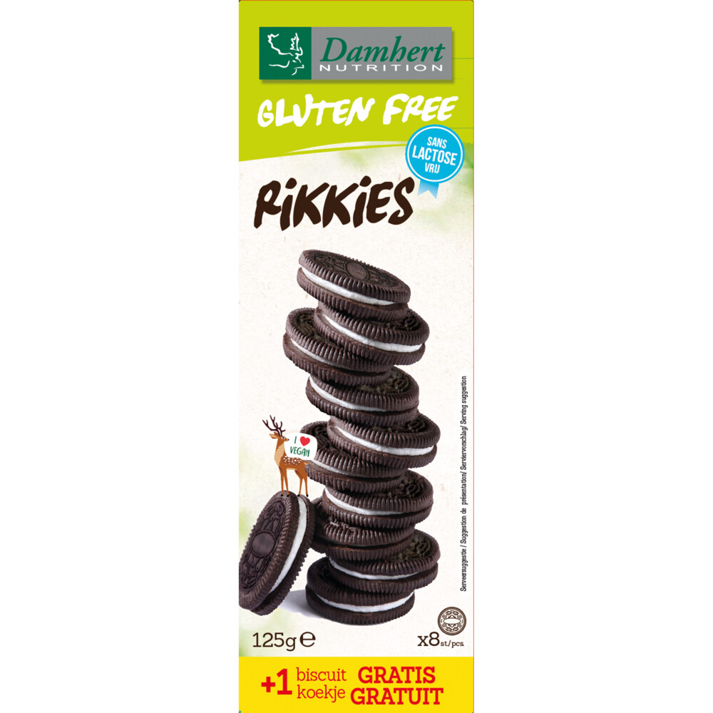 3x Damhert Koek Rikkies Glutenvrij Lactosevrij125 gr