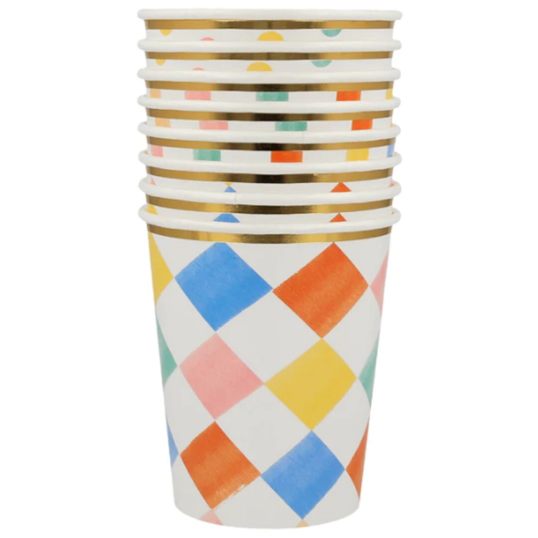 Meri meri bekers colourful pattern – 8st