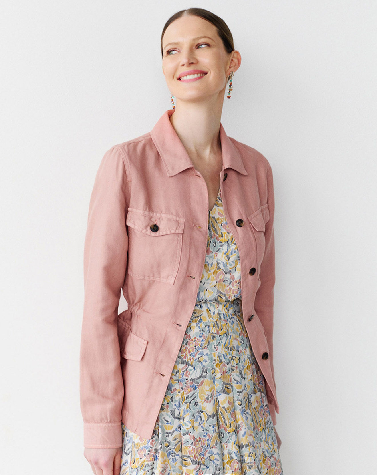 Caroll Veste saharienne en Lin & Coton Grace pêche