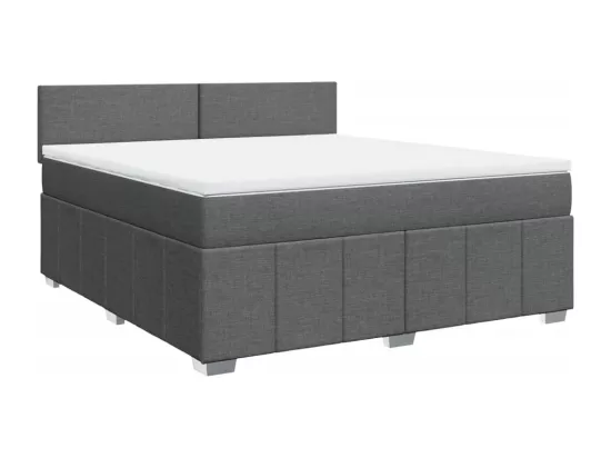 Sommier à lattes de lit avec matelas Gris foncé 180x200cm Tissu