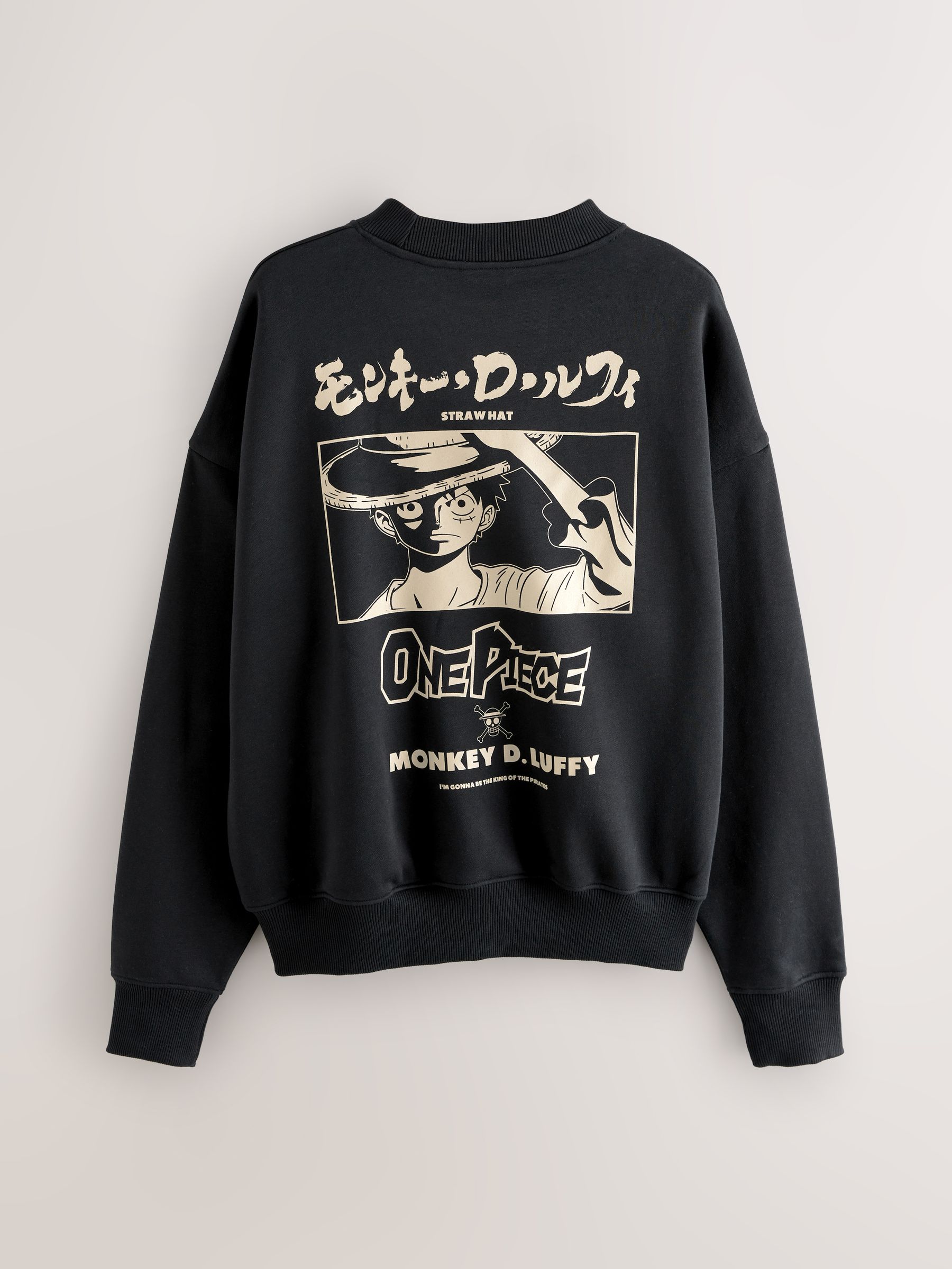 Zwart - One Piece Graphic Print Licence Crew Sweatshirt