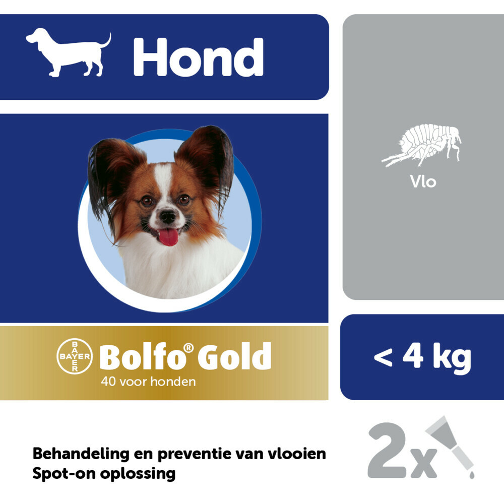 Bolfo Gold Anti Vlooiendruppels Hond Tot 4 kg 2 pipetten