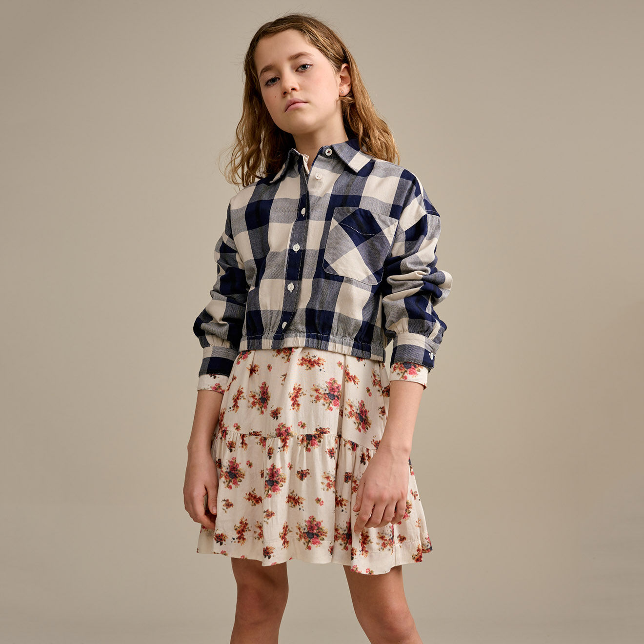 Bellerose Chemise Inxs à carreaux écru/marine