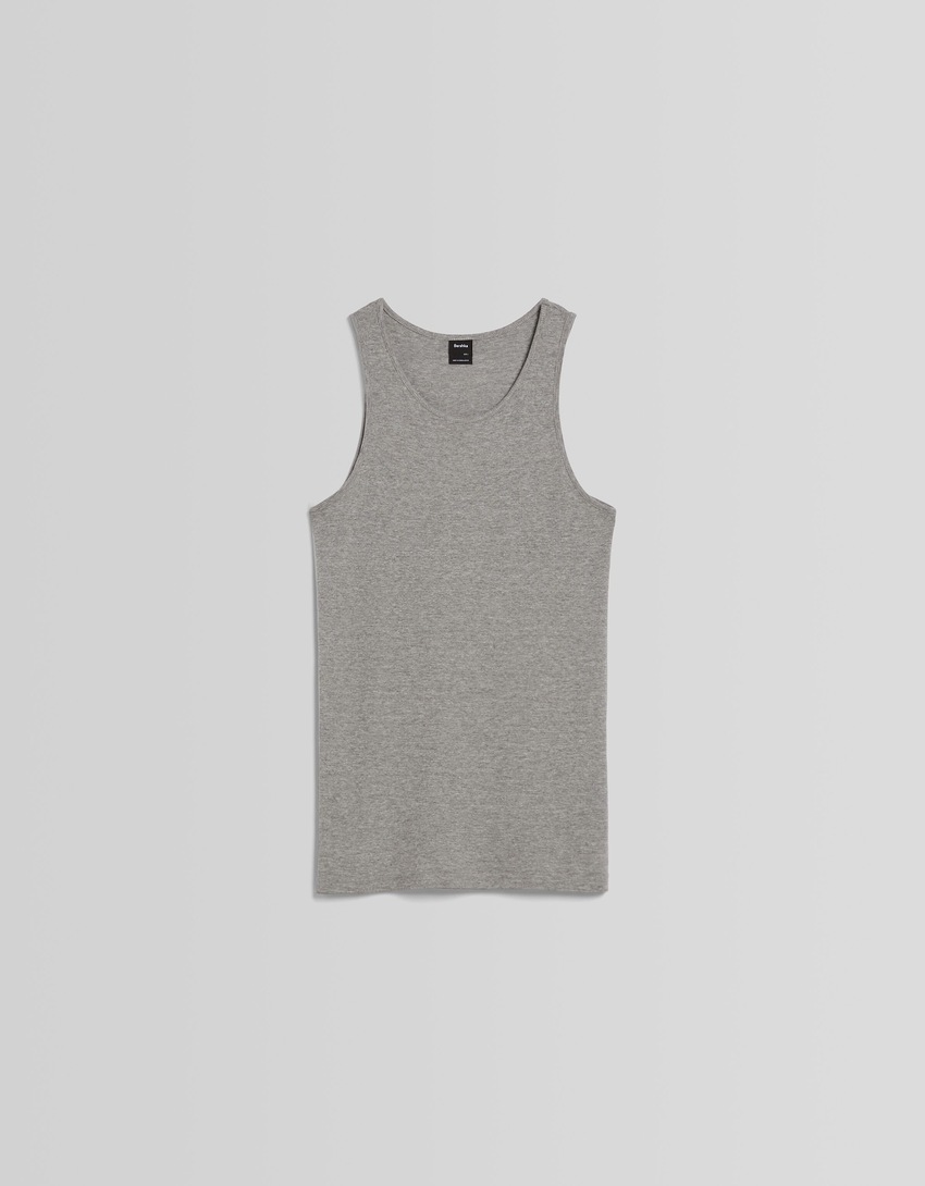 Camiseta canelada com alças finas