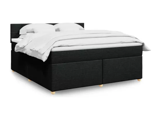 Sommier à lattes de lit avec matelas Noir 180x200 cm Tissu