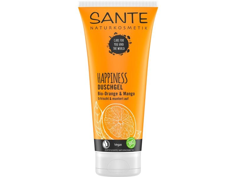 SANTE Duschgel Happiness Bio-Orange und Mango 200 ml Natürliches Duschmittel mit fruchtigem Duft