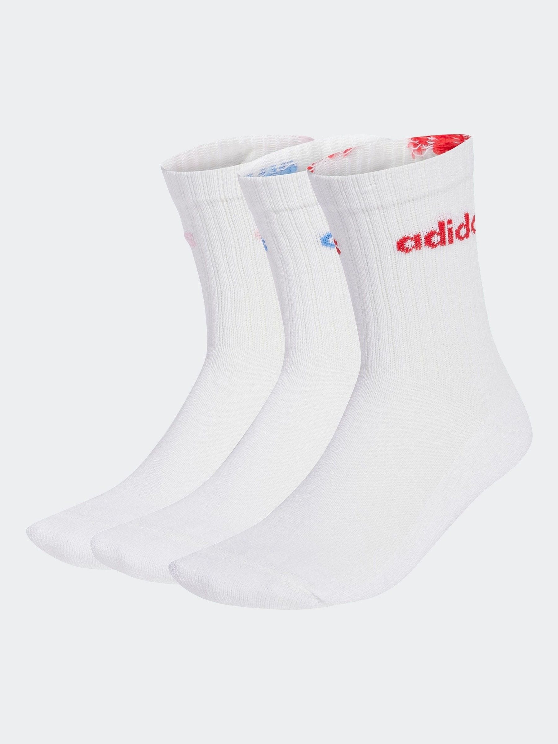 Ecruwit - adidas Linear verpakking van 3 paar dikke sokken met ronde hals
