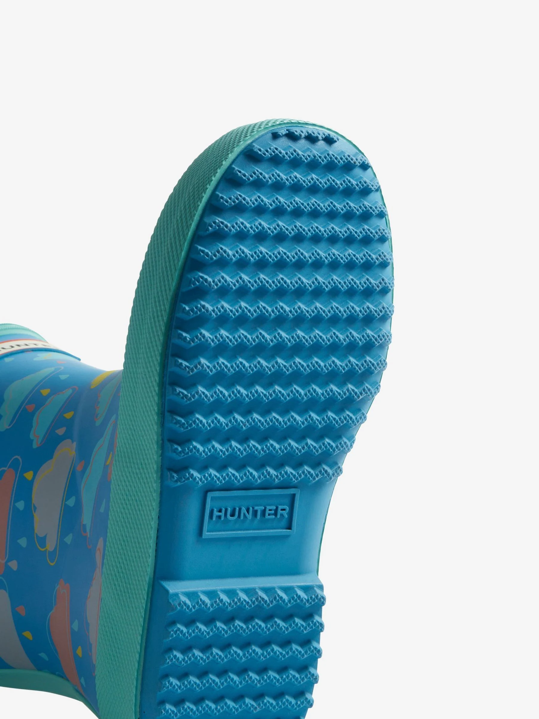 Hunter Kids blauwe First Rain regenlaarzen met wolkenprint