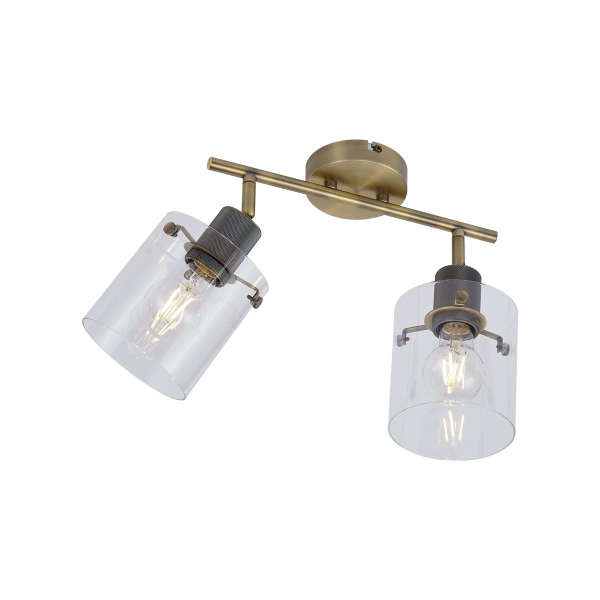 Design plafondspot brons met helder glas 2-lichts - Domo