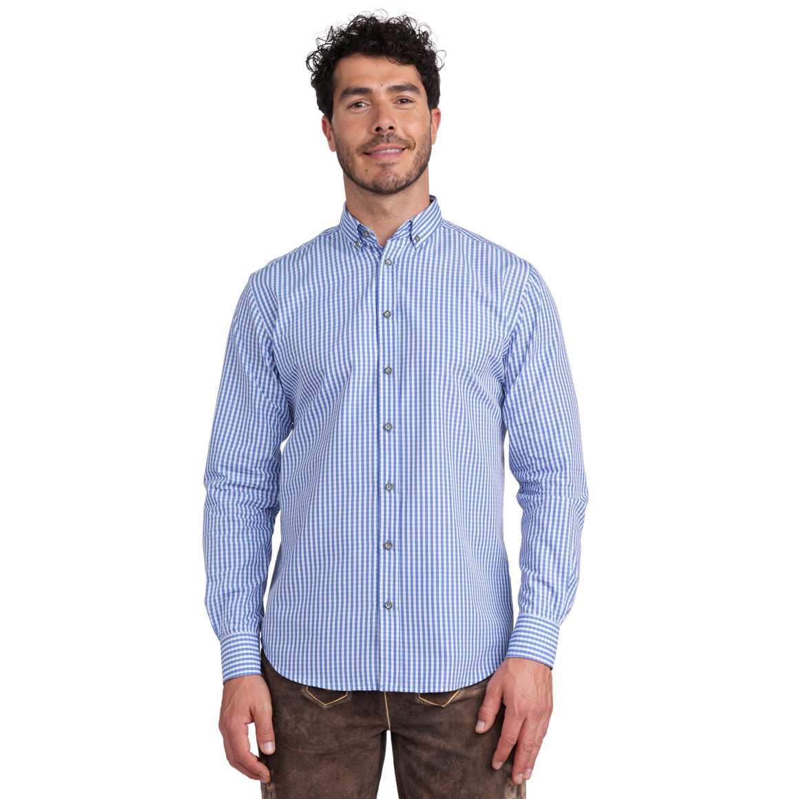 Herren Hemd mit feinem Karo-Muster blau / weiss