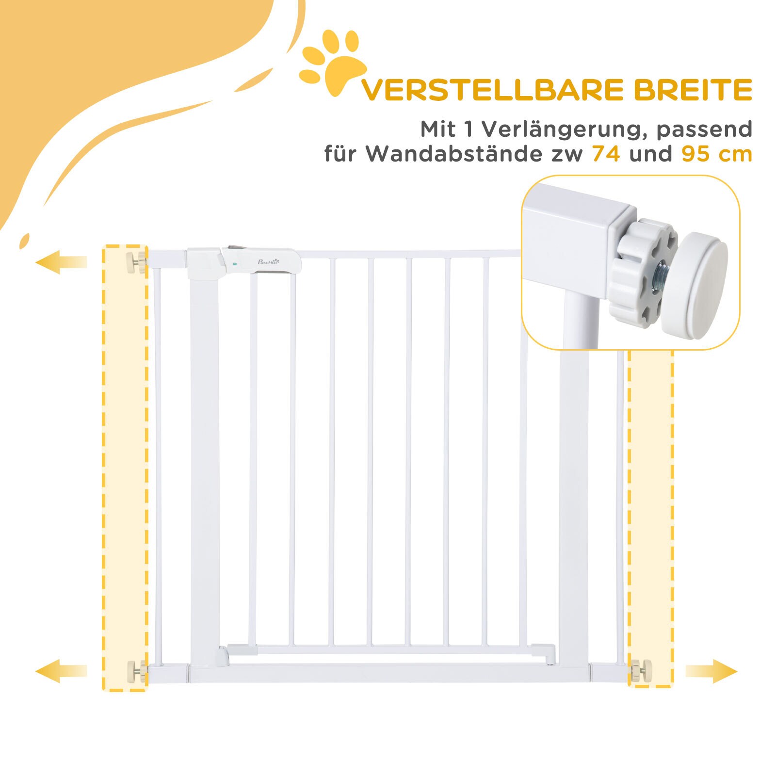 PawHut Türschutzgitter verstellbar (74-95) x 70 cm (BxH)