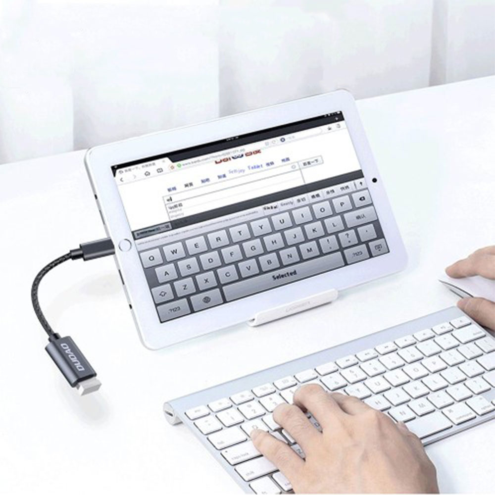 (17cm) OTG Lightning (m) auf USB (w) Adapter Konverter mit Nylon-Kabel - Grau