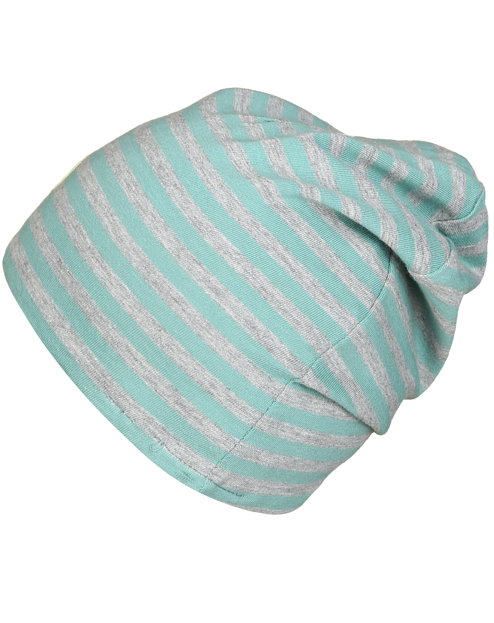 Beanie TK mit Loopschal gestreift in grün/grau