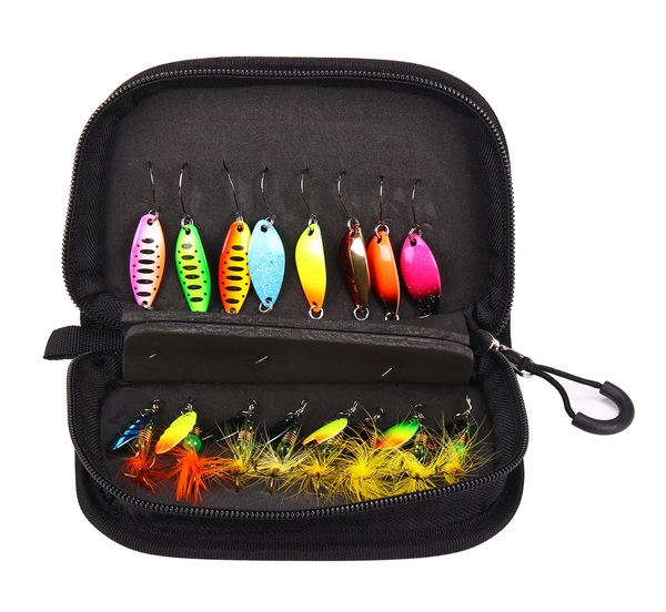 Pochette leurres métalliques Fish4All Spinner & Spoon Wallet Mix 1 (16 pièces)