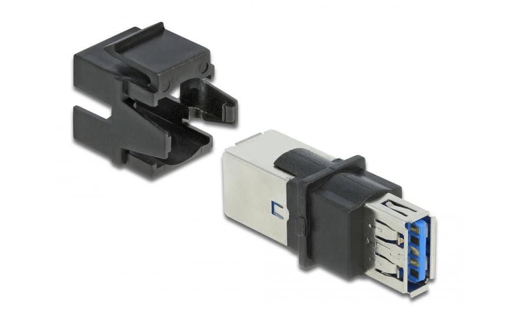 Keystone-Modul USB 3.0, A – B, (f-f) SchwarzDelock Keystone Modul USB 3.0 A Buchse > USB 3.0 B Buchse schwarz