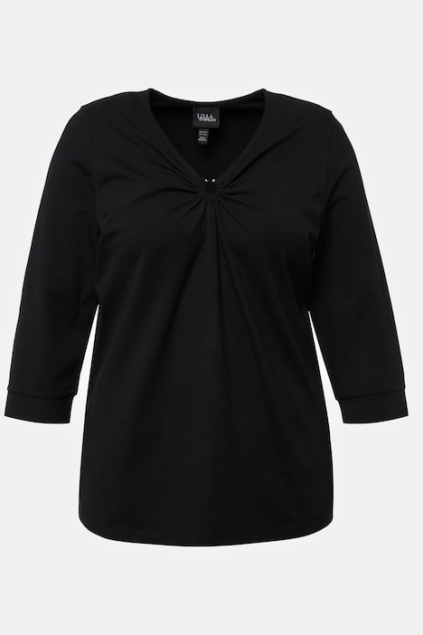 Shirt, Zierring, Classic, V-Ausschnitt, 3/4-Arm