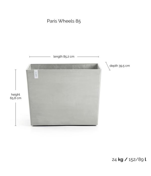 Ecopots Kunststoff-Kasten Paris mit Rollen,