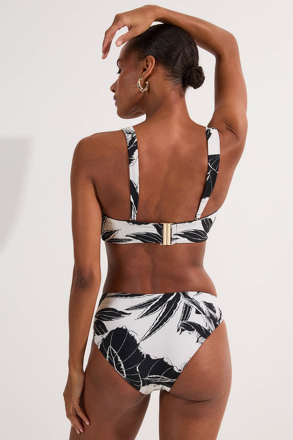 KarenMillen Culottes de bikini à taille haute avec imprimé palmier