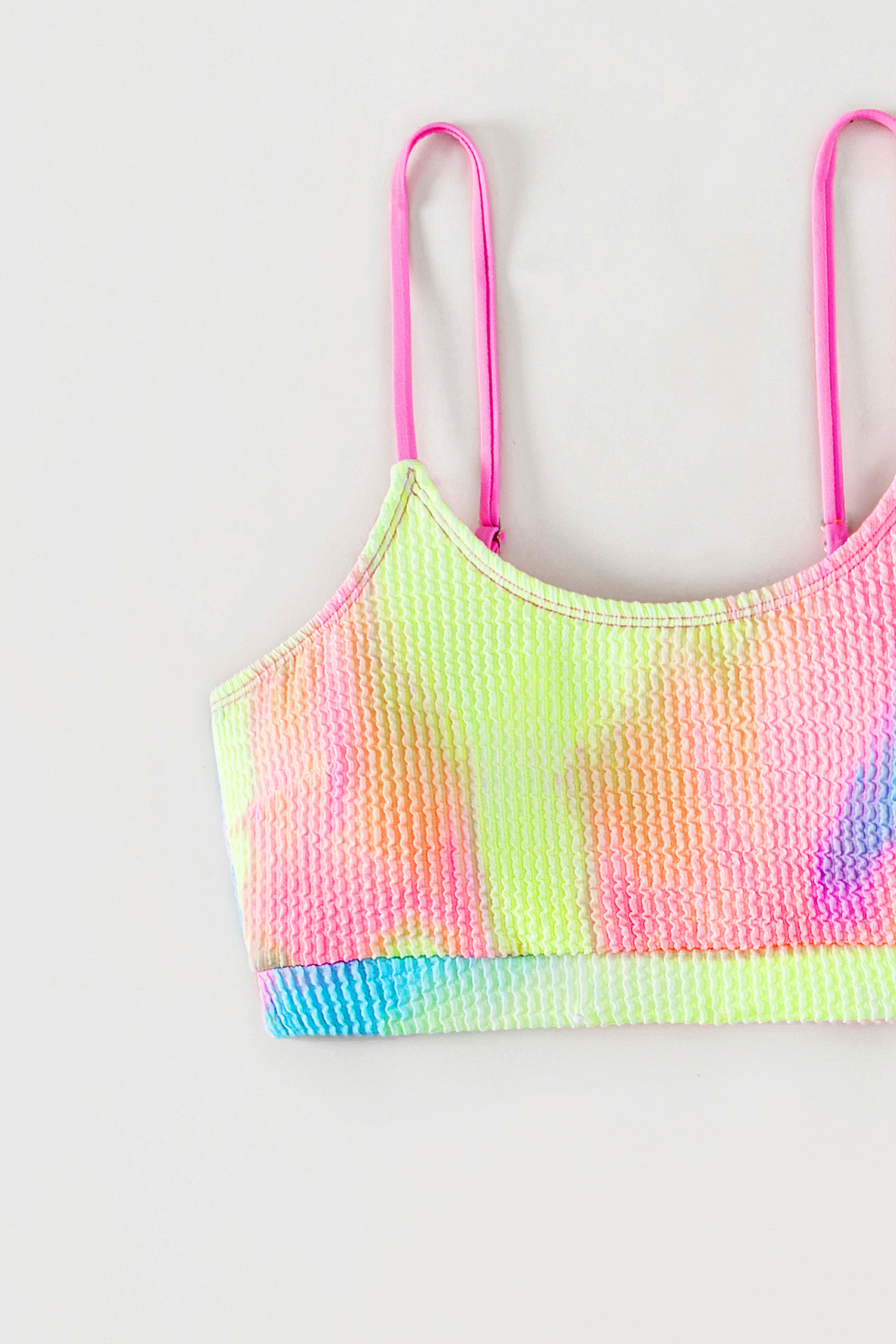 Bikini texturé à col scoop tie-dye avec taille haute